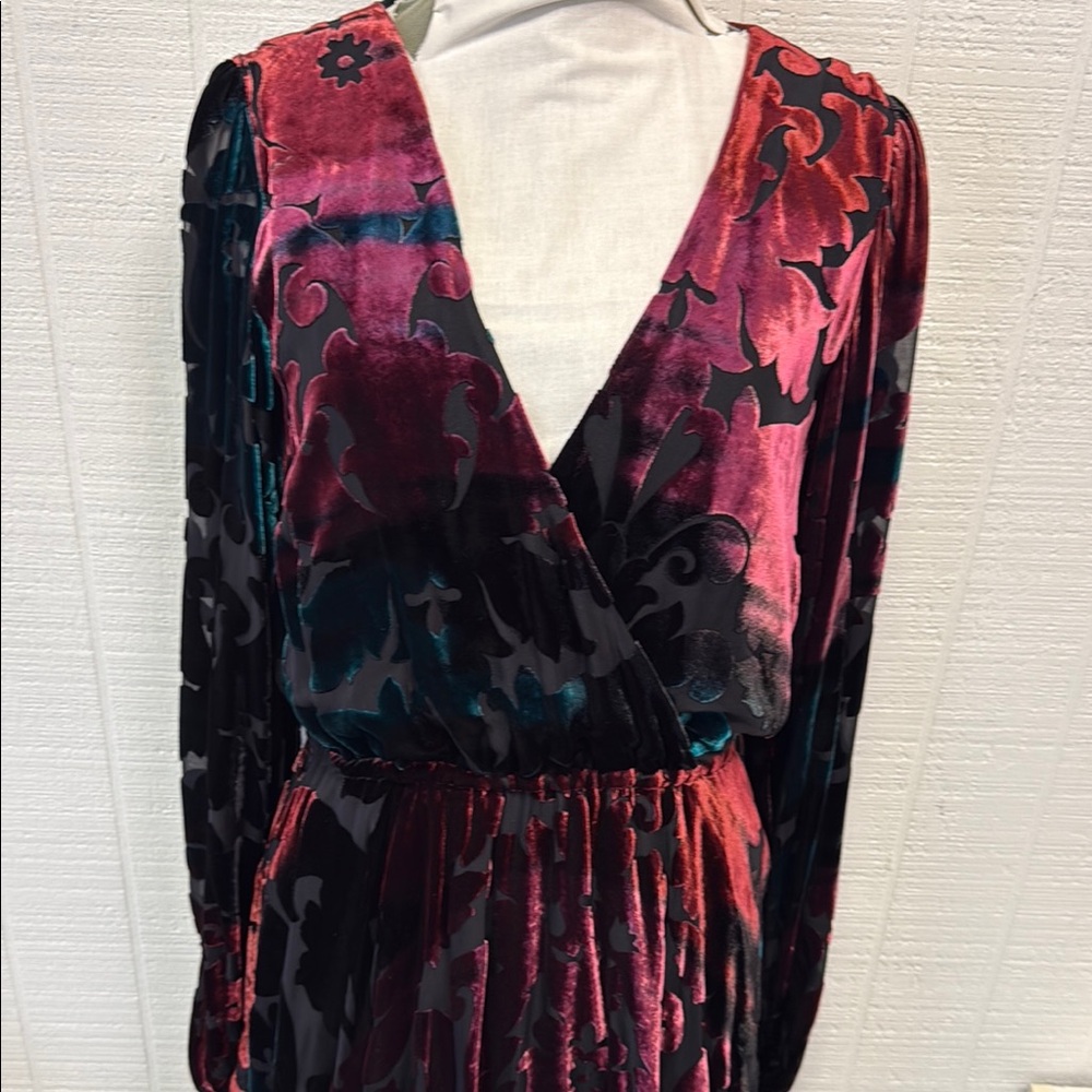 Caroline Constas- Elegant Multicolor Velvet Wrap Dress - Picture 3 of 6